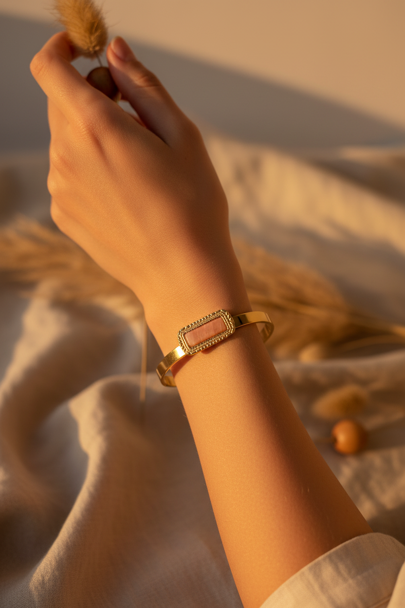 Bracelet Jonc Pierre du Soleil - Porté
