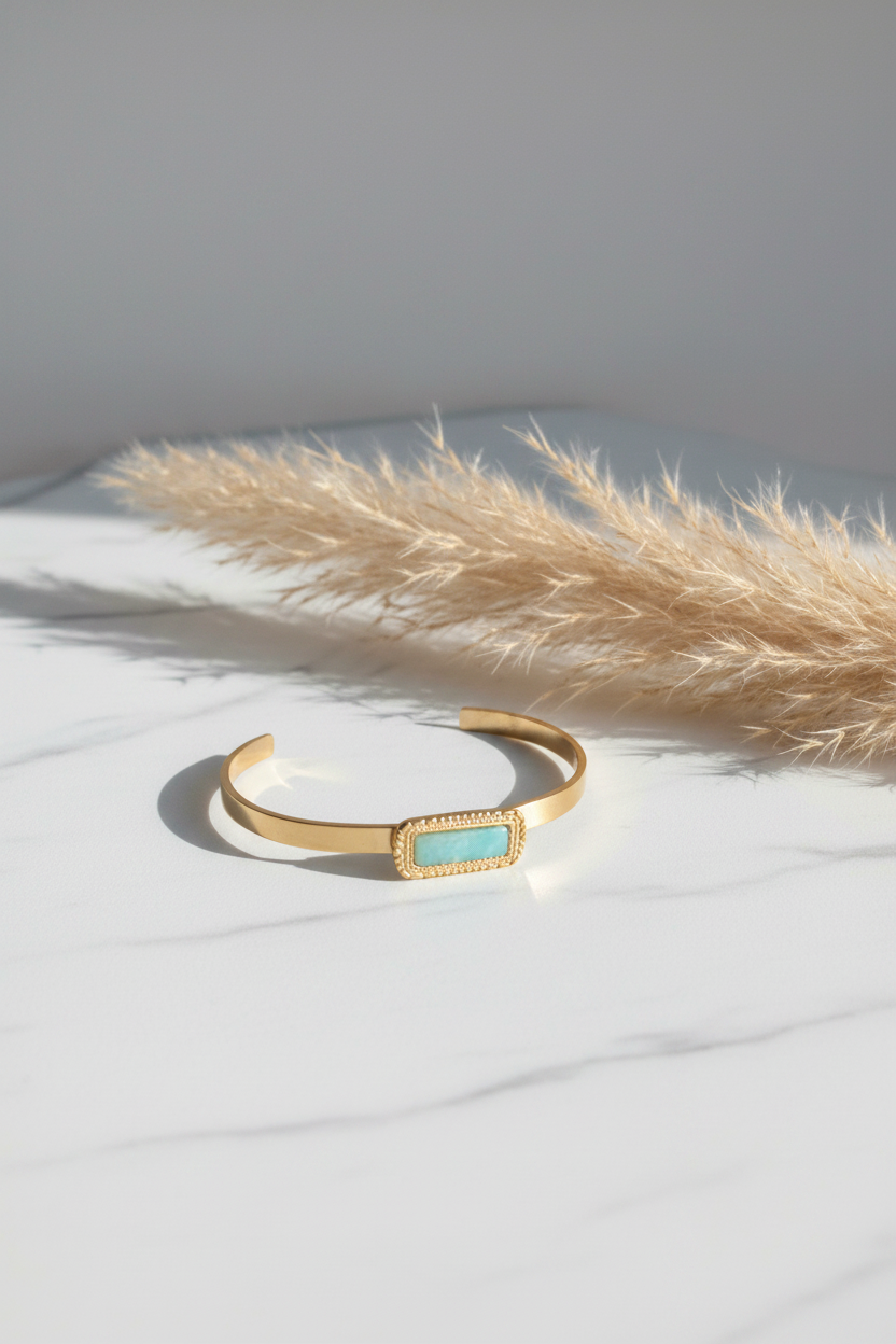 Bracelet jonc Vera amazonite - Épuré Pinterest