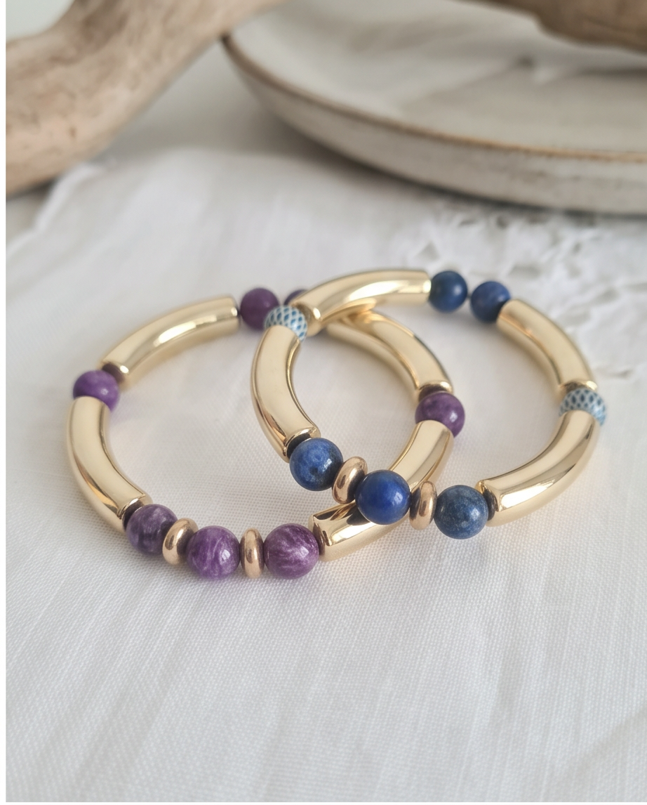 Lot de bracelets en perles de marbre