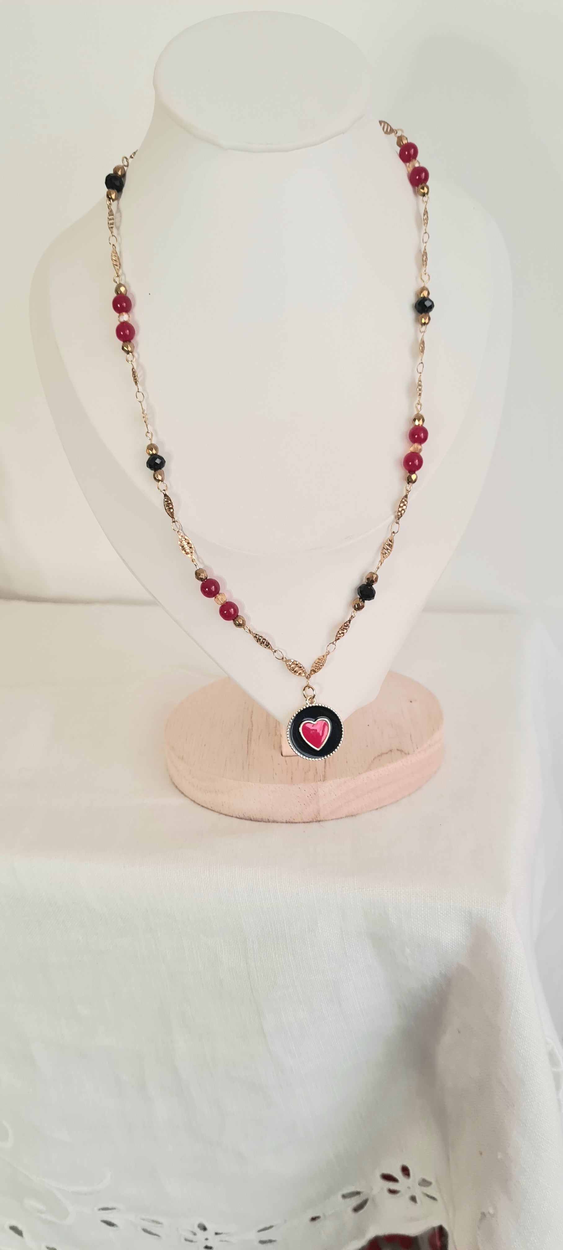 Collier Johanna – Perles de verre & acier inoxydable