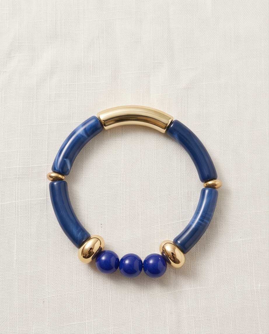 Duo de Bracelets Élégants – Perles de Verre & Acétate Doré | Fait Main en France