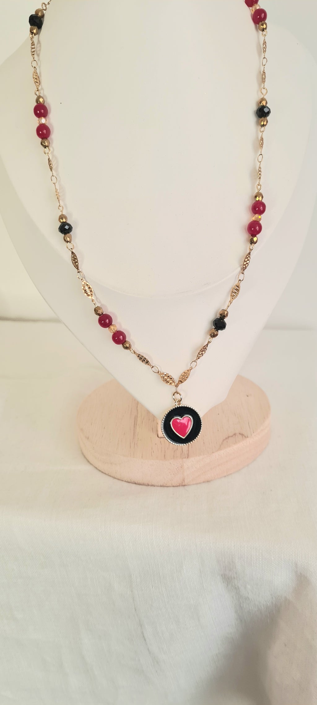 Collier Johanna – Perles de verre & acier inoxydable