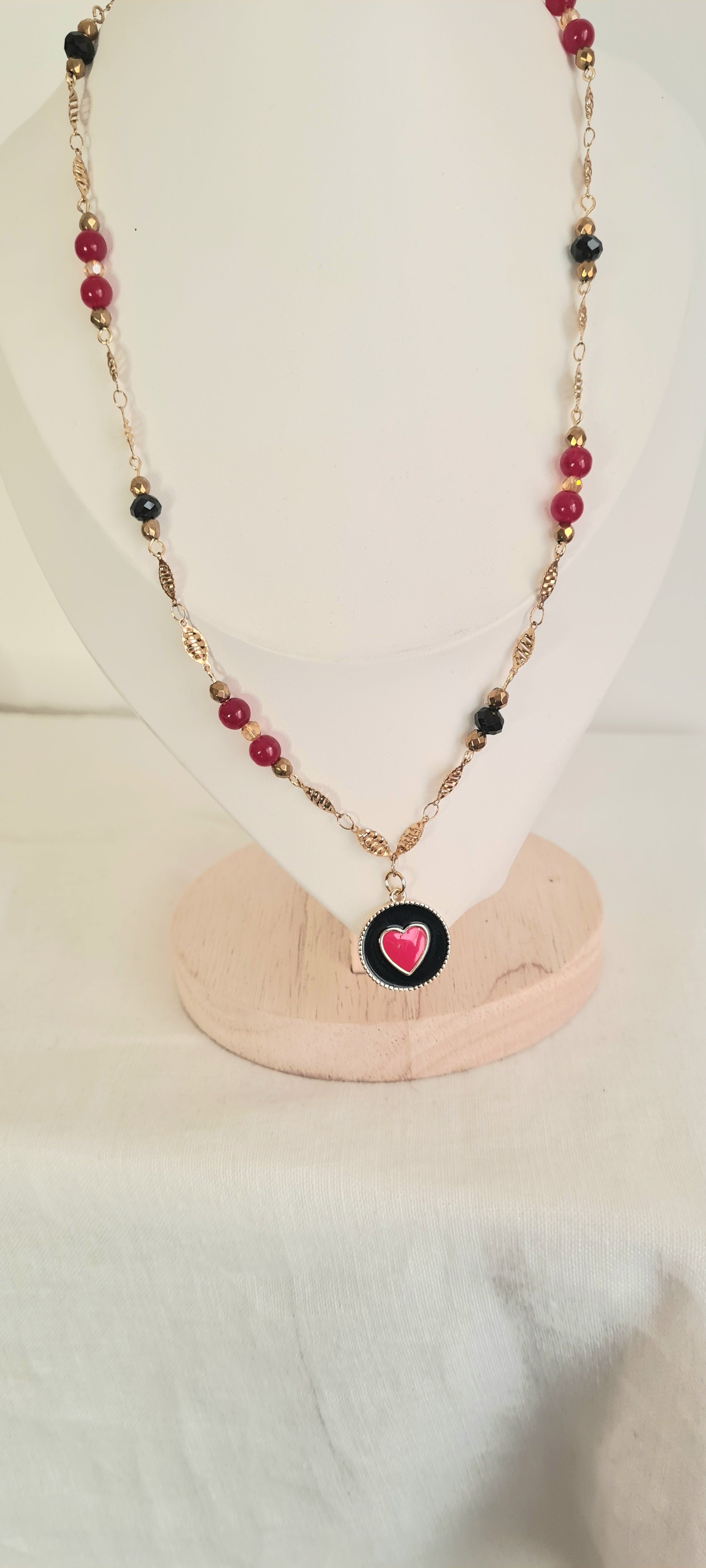 Collier Johanna – Perles de verre & acier inoxydable