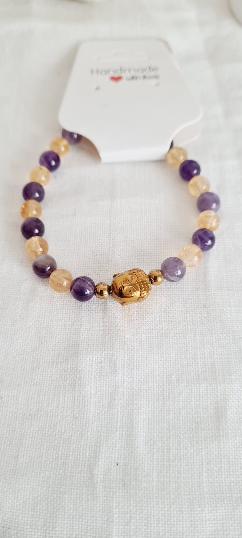 Bracelet Améthyste Citrine Bouddha - Lithothérapie Spirituel France