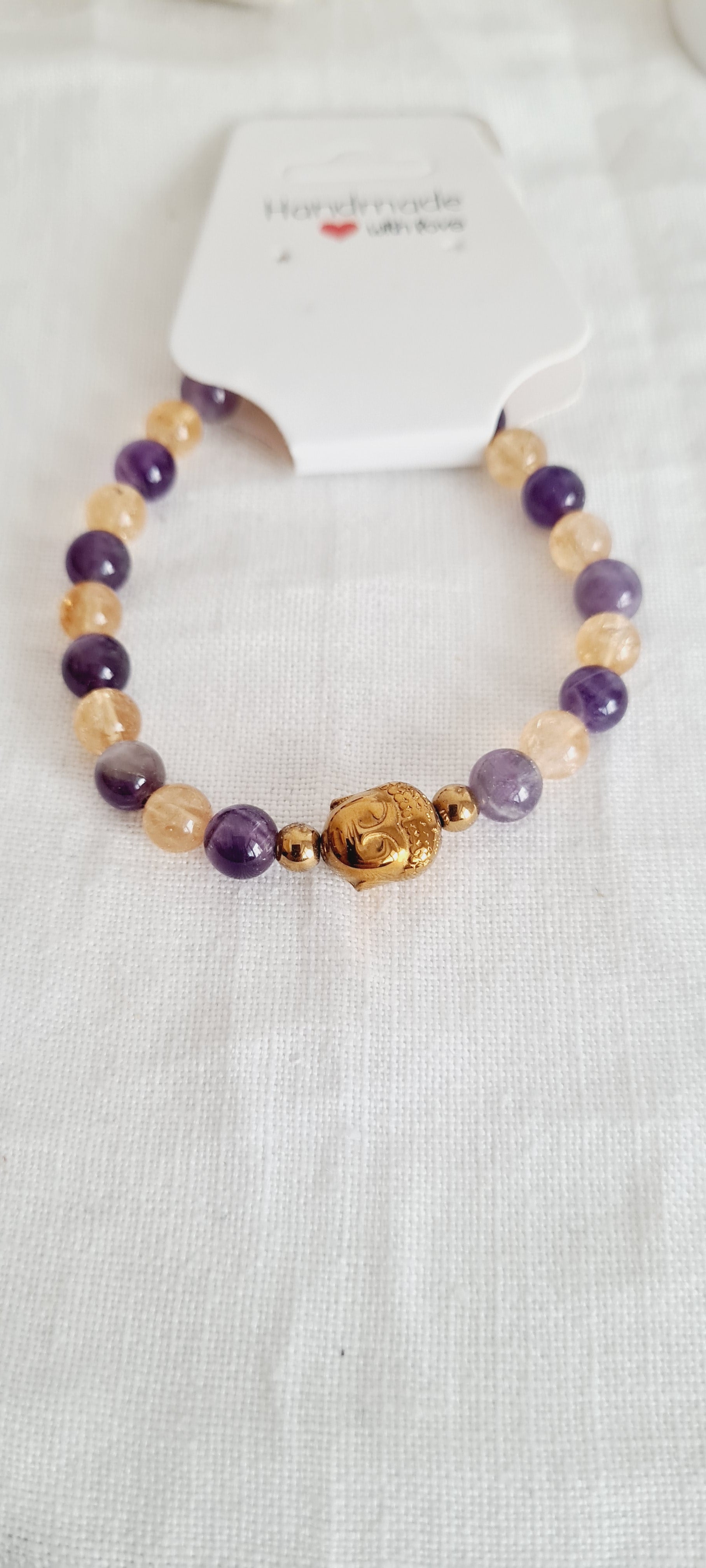 Bracelet Améthyste Citrine Bouddha - Lithothérapie Spirituel France