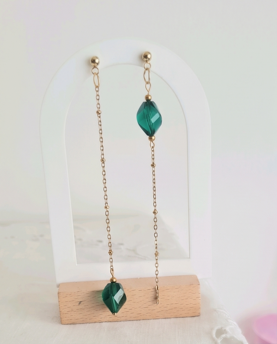 Boucles d'Oreilles Cristal Vert | Pierre Naturelle | Élaine Bohème