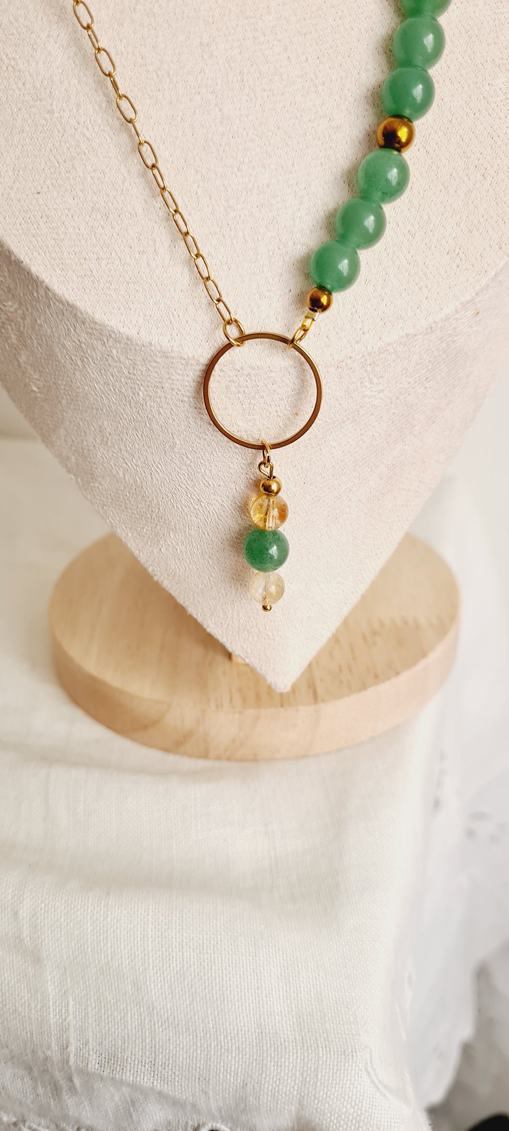 Collier Aventurine & Citrine, Pierre Naturelle Lithothérapie lina