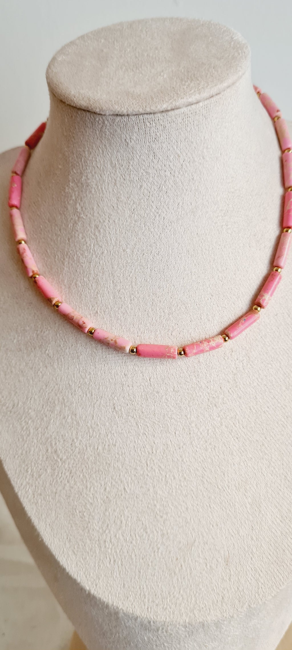 Collier lithotherapie pierre naturelle et acier inoxydable bella rosa
