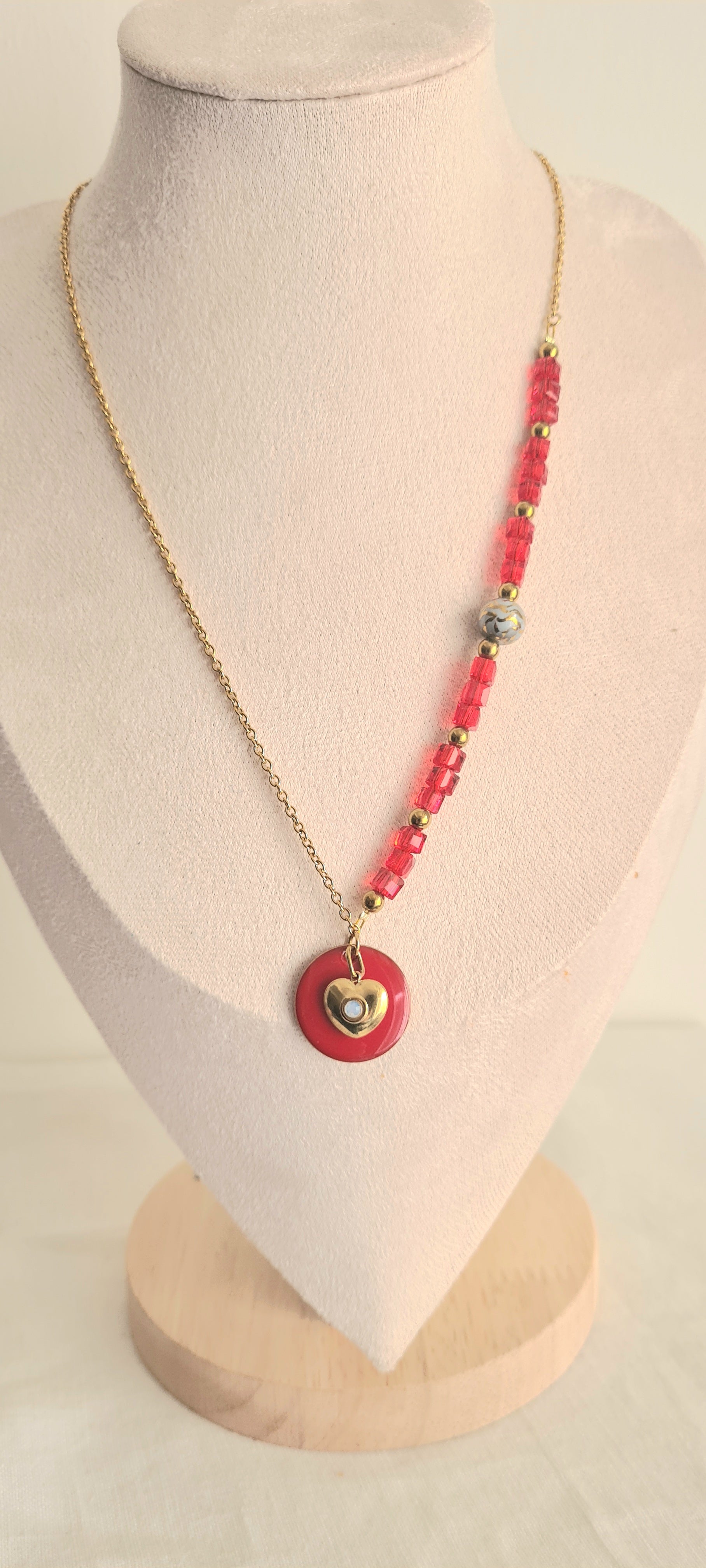 Collier Cœur Rouge Passion - Acier Inoxydable