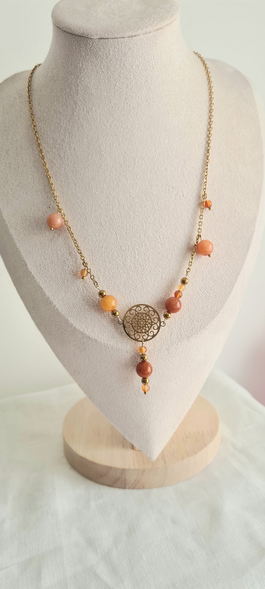 Collier Bohème en perles de cornaline , aline