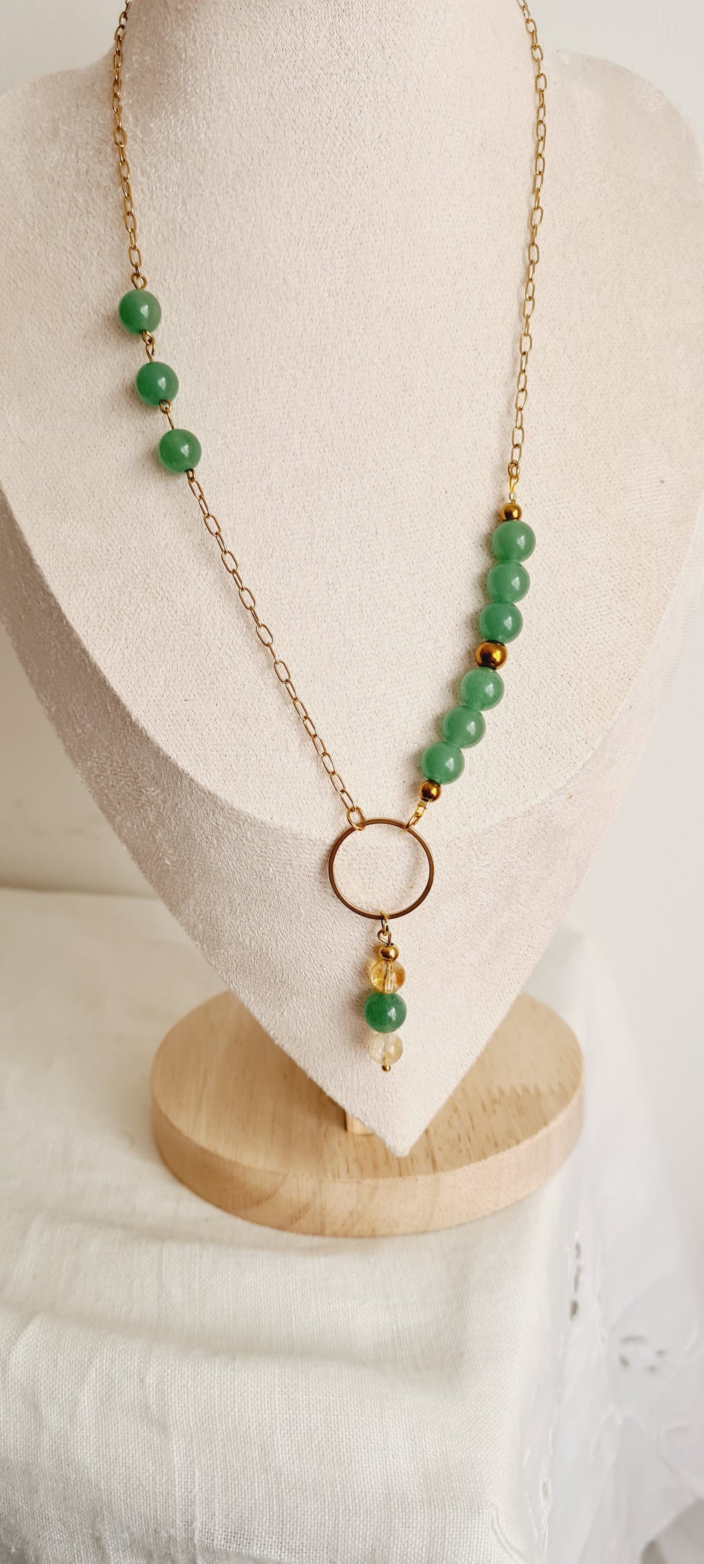 Collier Aventurine & Citrine, Pierre Naturelle Lithothérapie lina