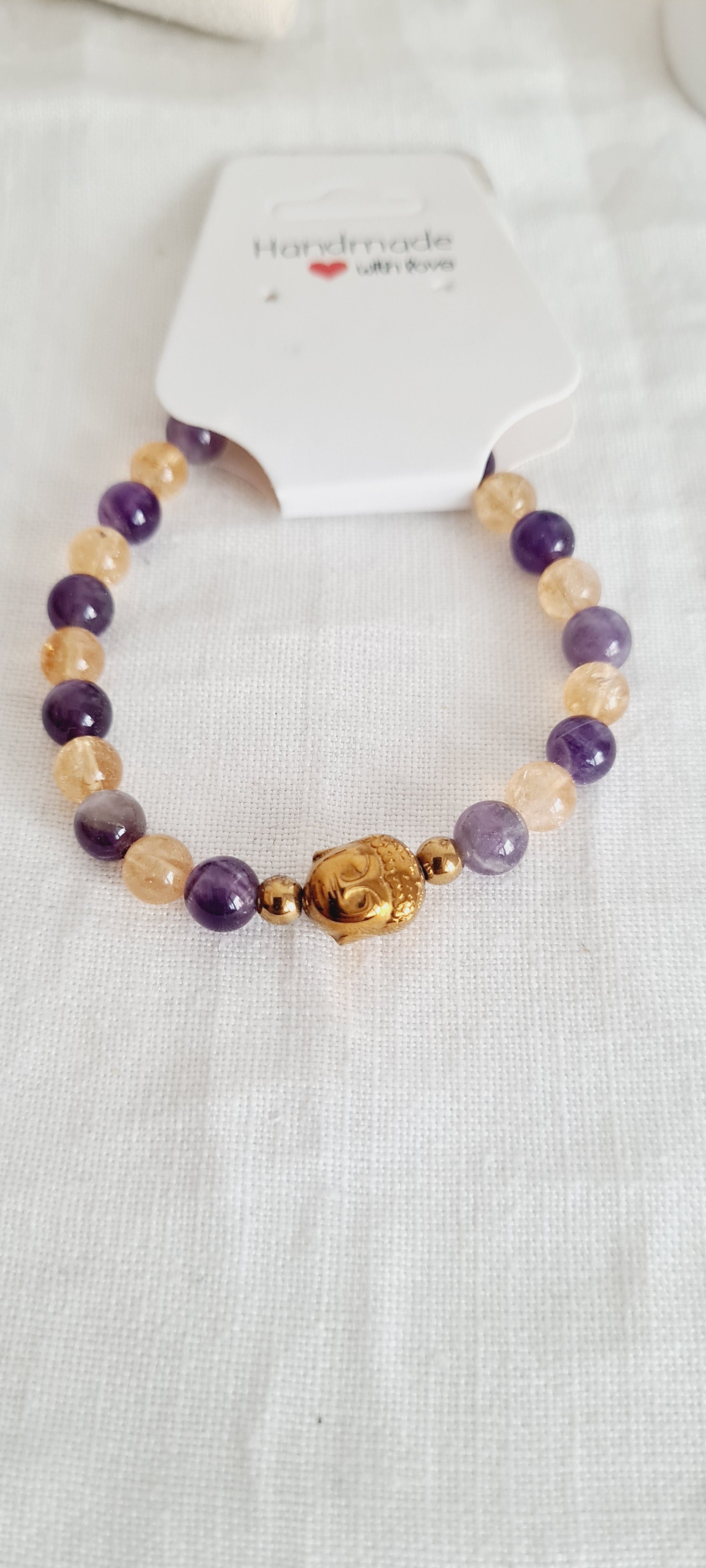 Bracelet Améthyste Citrine Bouddha - Lithothérapie Spirituel France