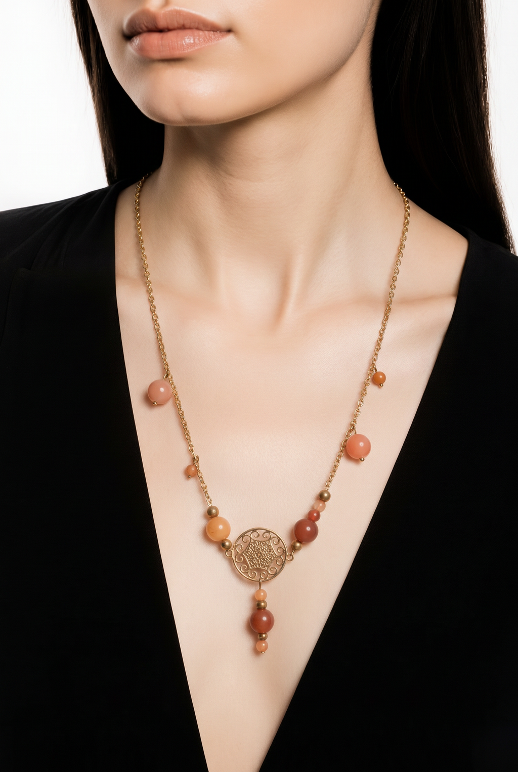 Collier Bohème en perles de cornaline , aline