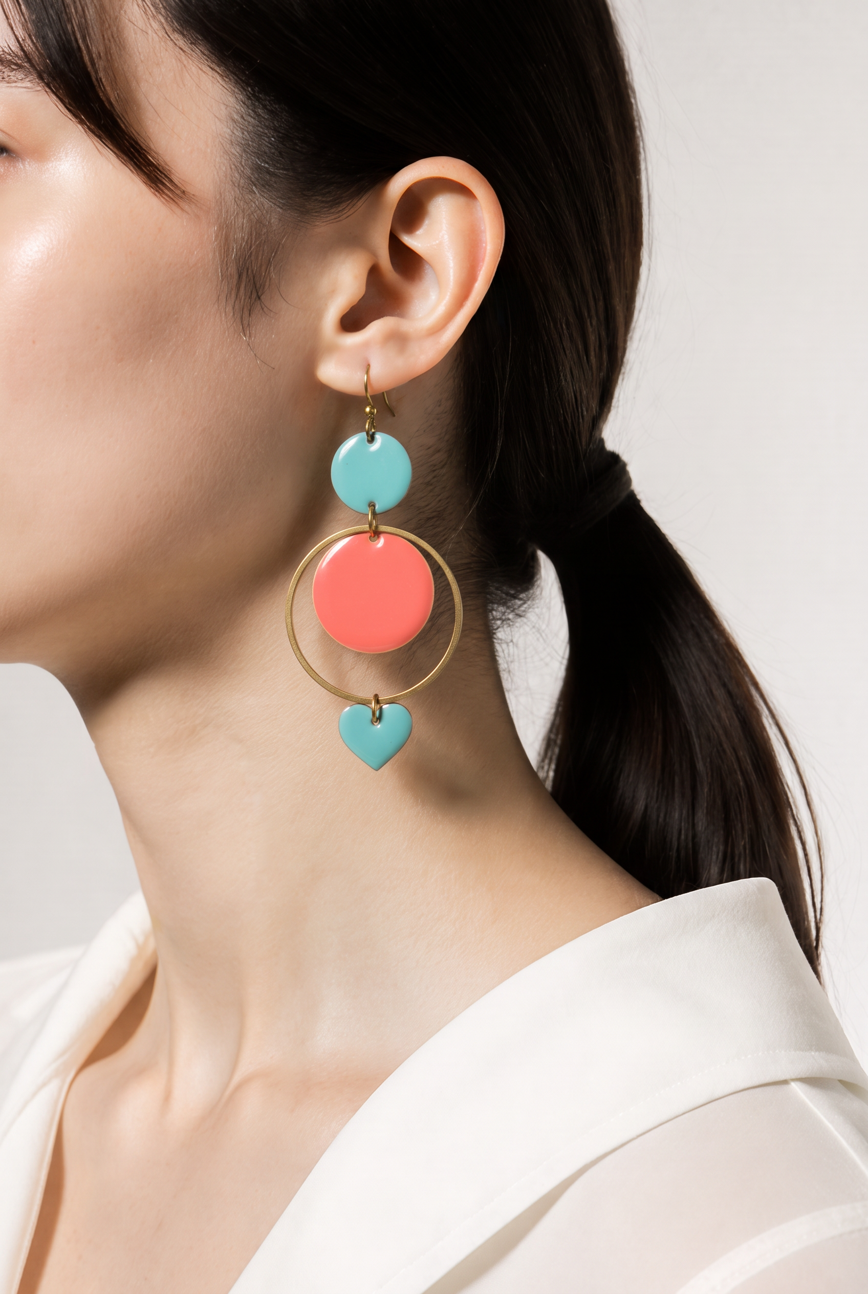 Boucles d'oreilles tendance bleues et roses – Émail coloré & Acier inoxydable | Fait main France