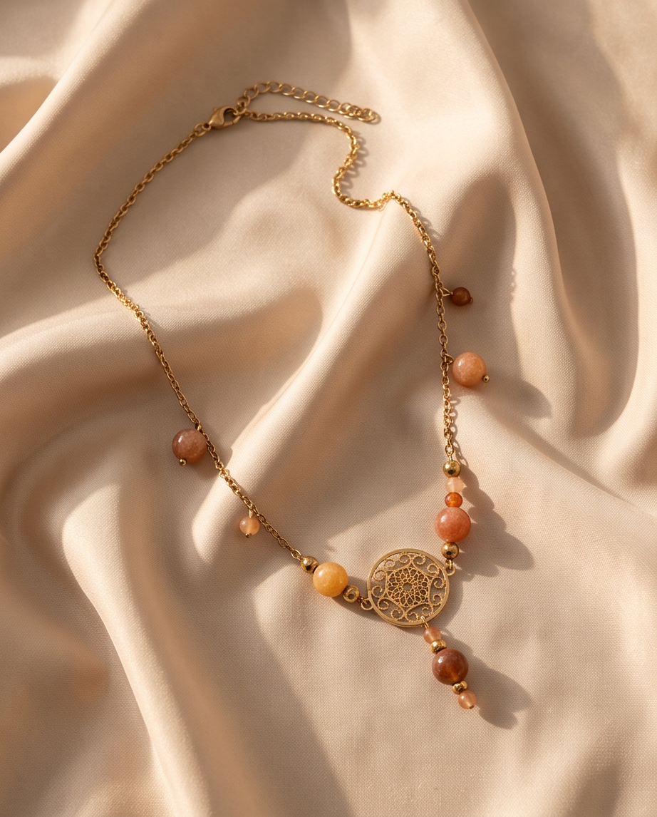 Collier Bohème en perles de cornaline , aline