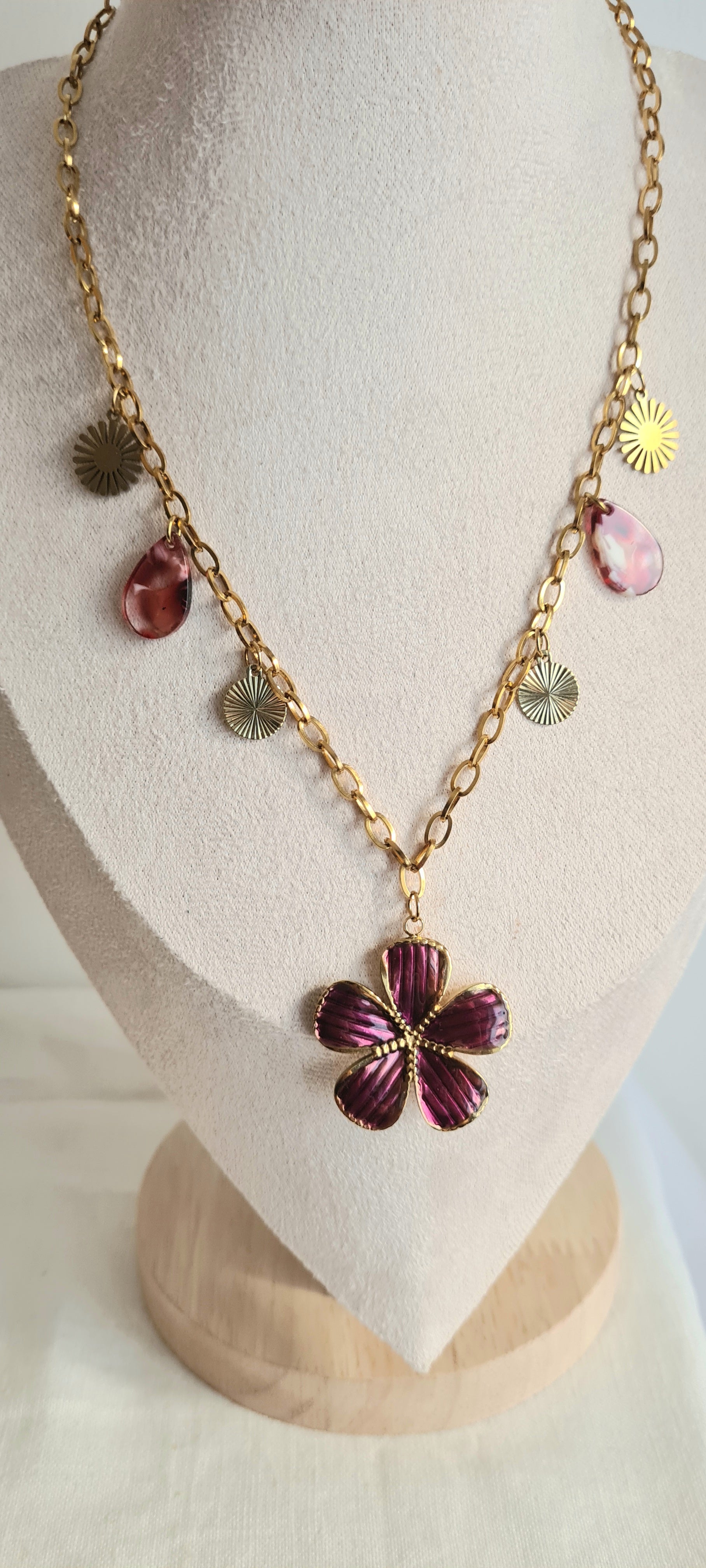 Collier tendance à breloques , acier inoxydable cintia