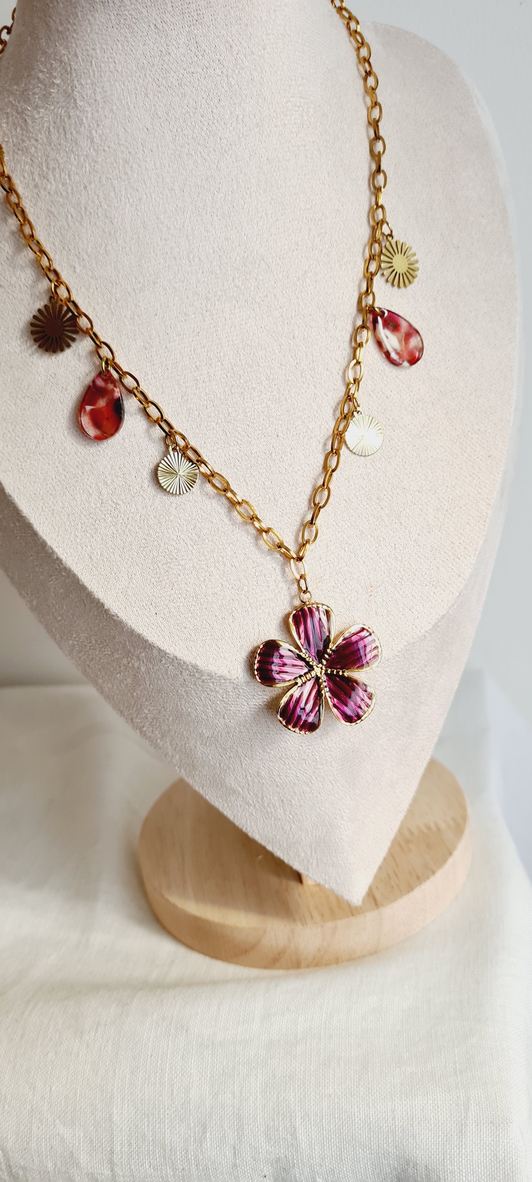 Collier tendance à breloques , acier inoxydable cintia