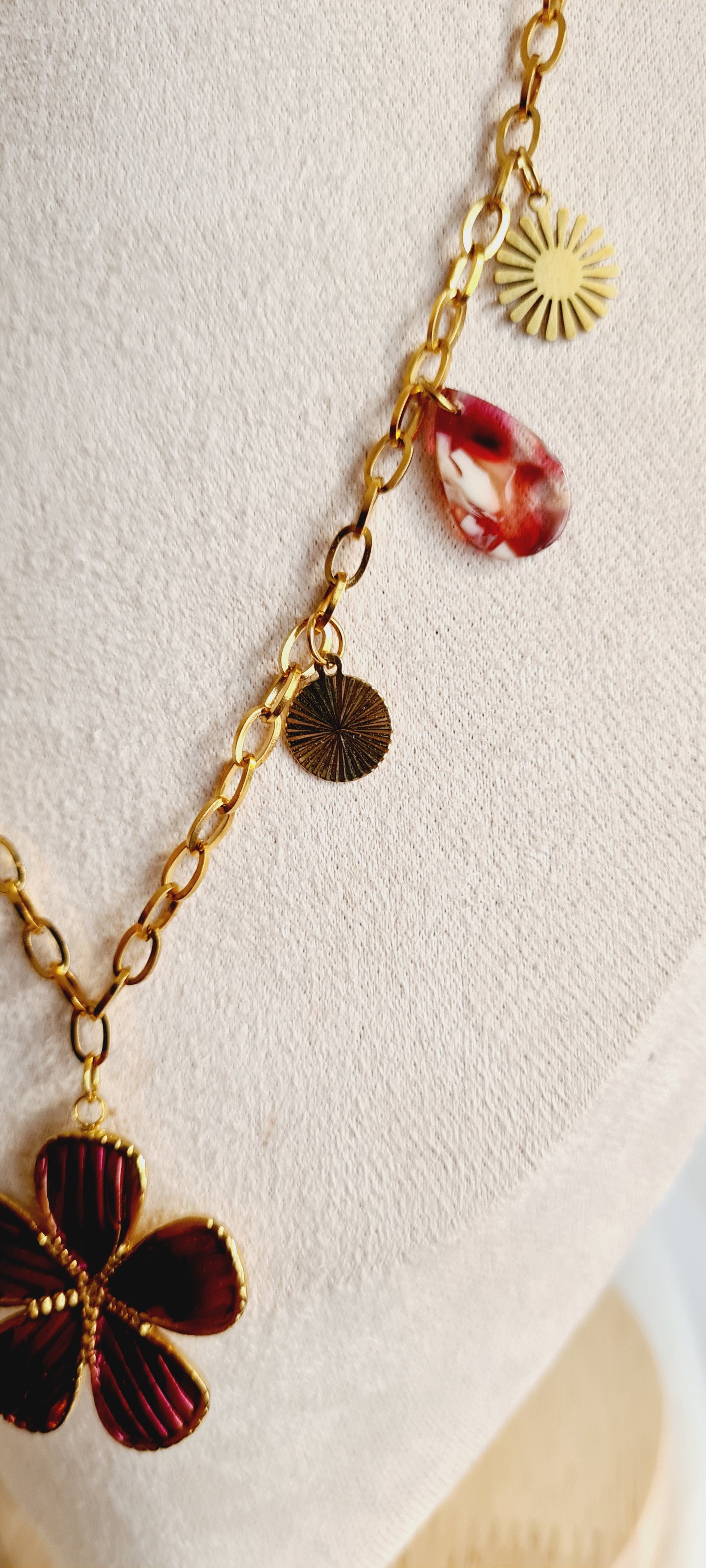 Collier tendance à breloques , acier inoxydable cintia