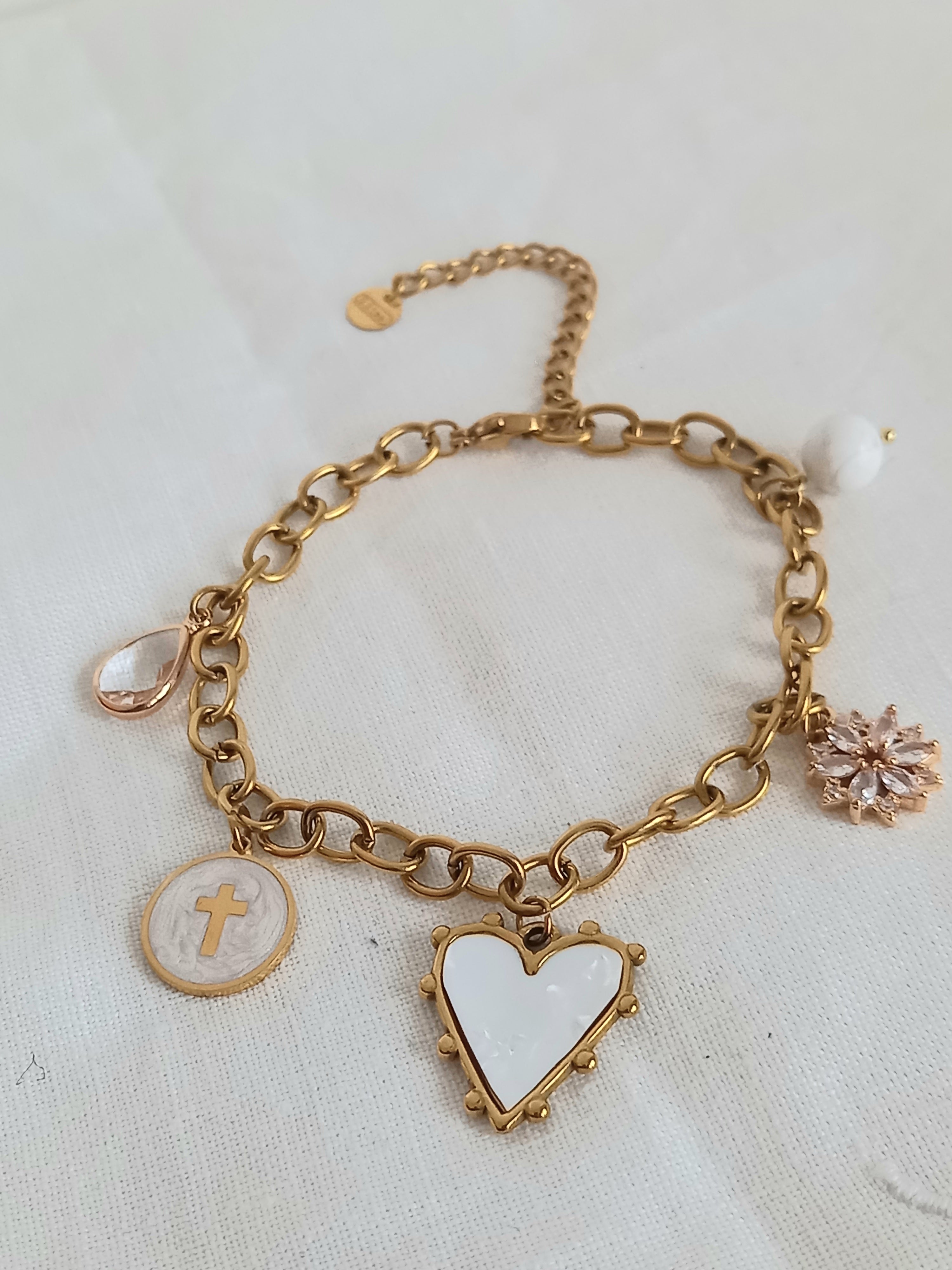 Bracelet  Acier Inoxydable - Verre Émail Bohème Élégant