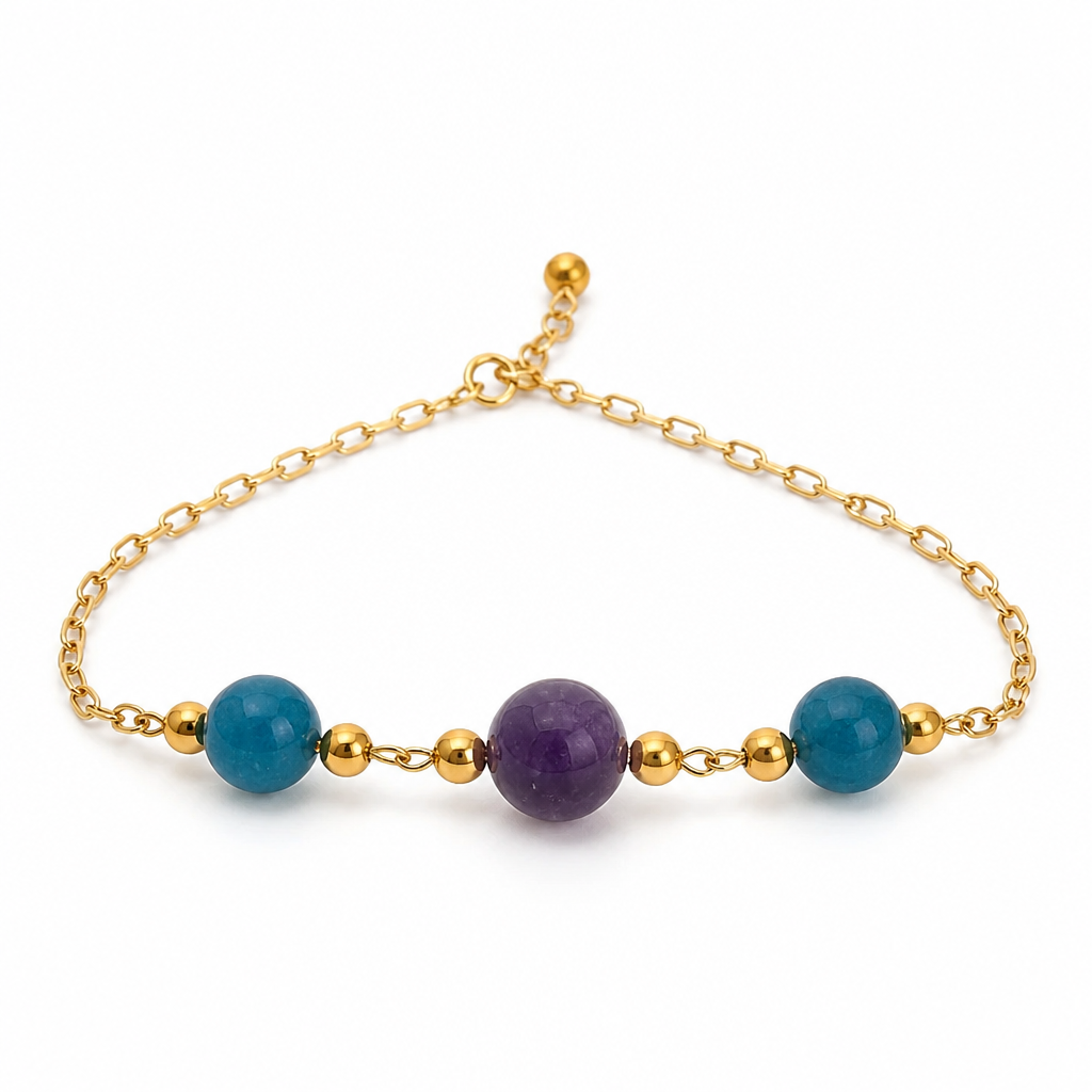 Bracelet Anaia – Améthyste & Apatite | Acier Inoxydable | Fait Main France