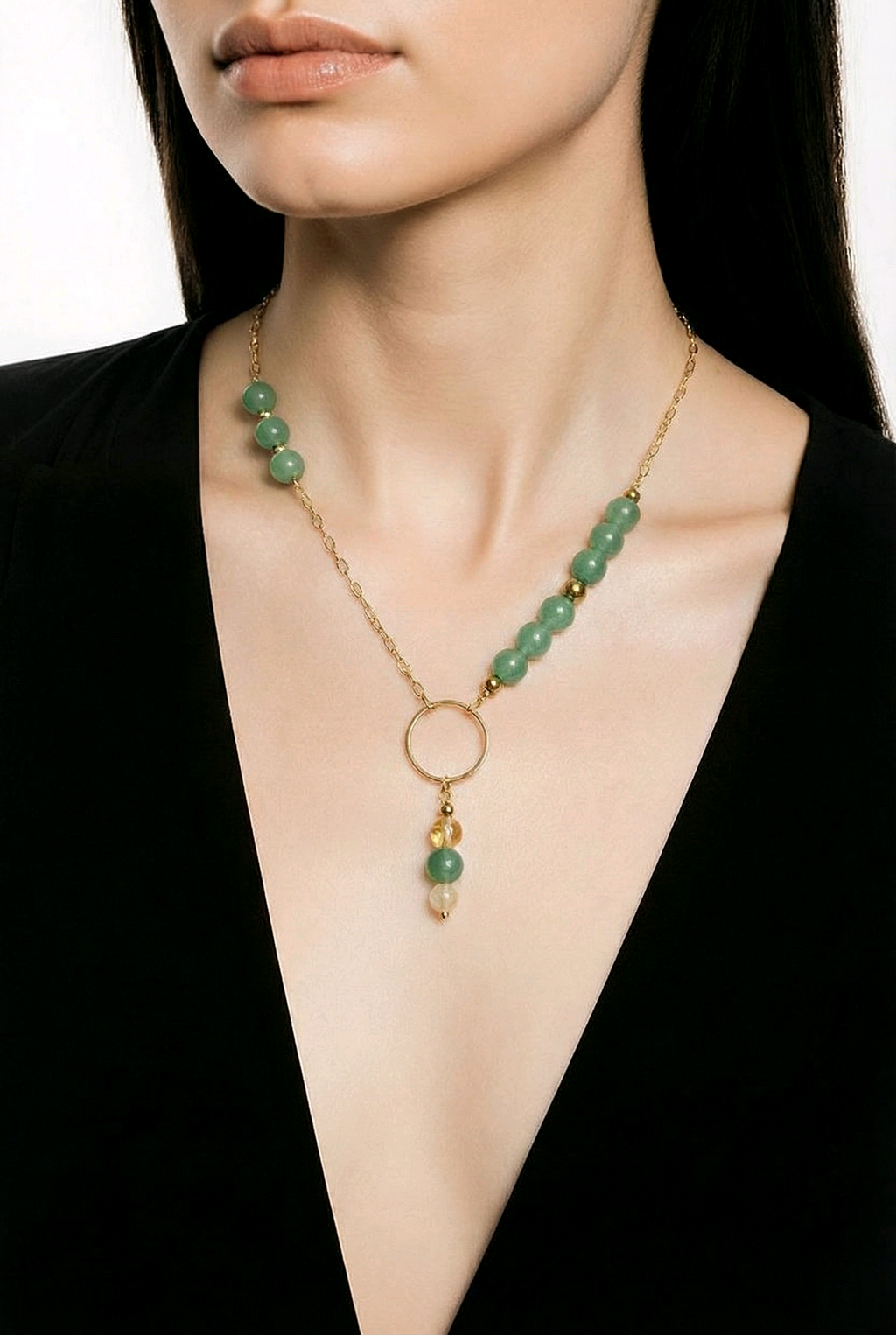 Collier Lina porté pierre naturelle bijoux bohème femme France