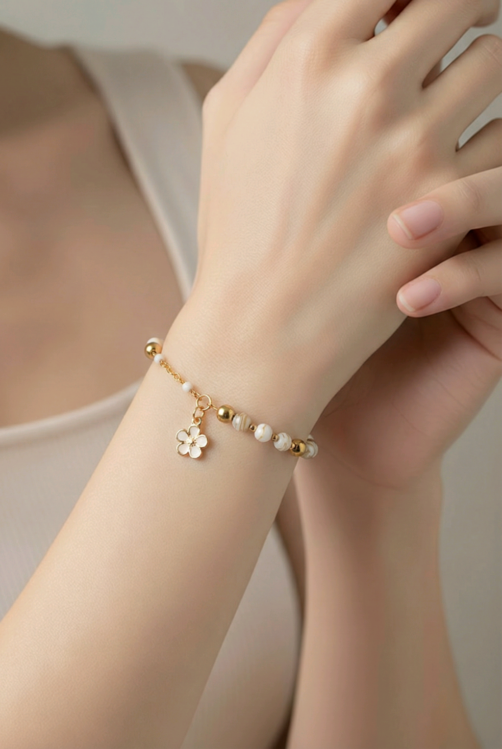Bracelet Bohème Flora - Perles en Verre Fait Main Femme