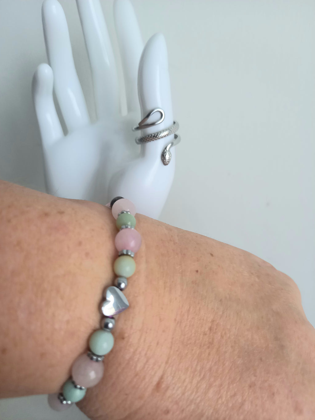 Bracelet lithothérapie quartz et béryl