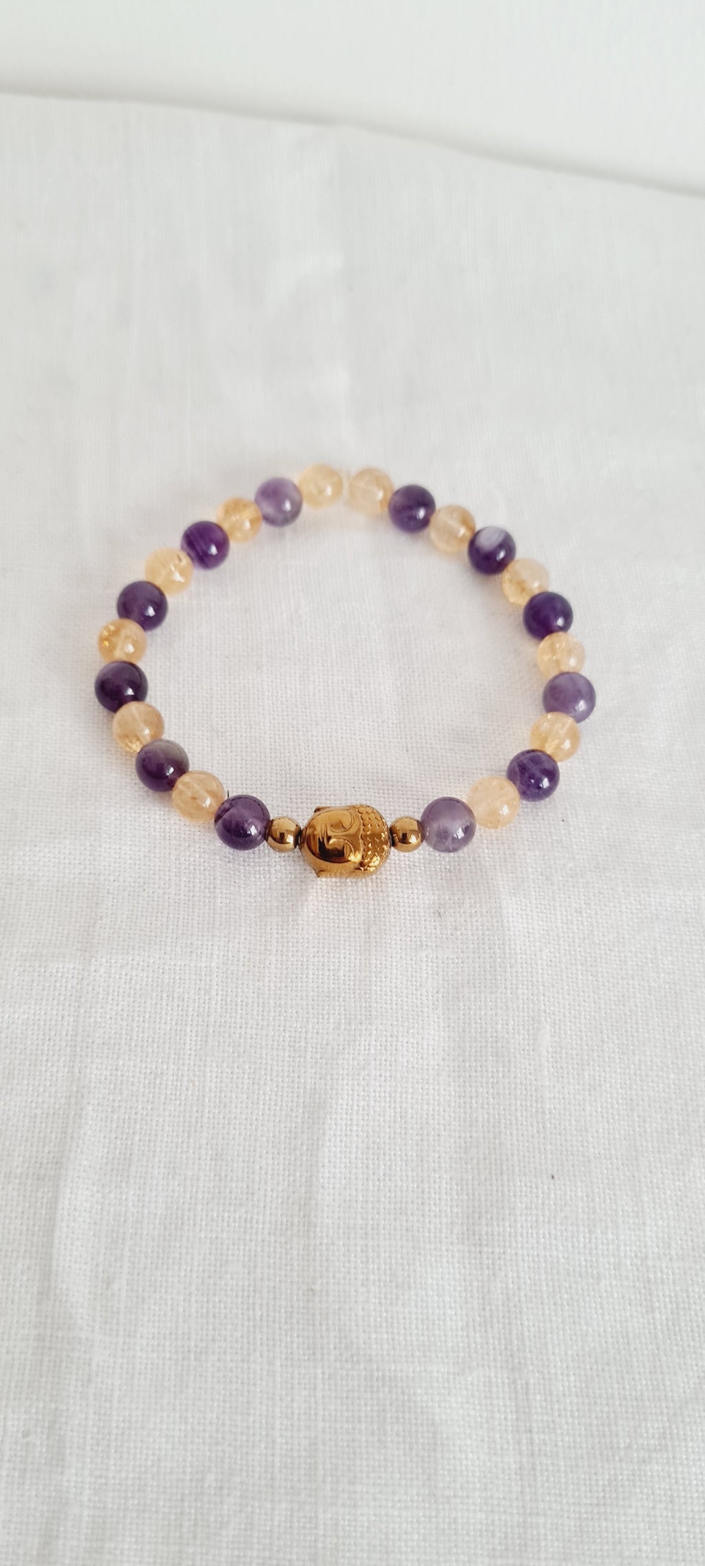 Bracelet Améthyste Citrine Bouddha - Lithothérapie Spirituel France