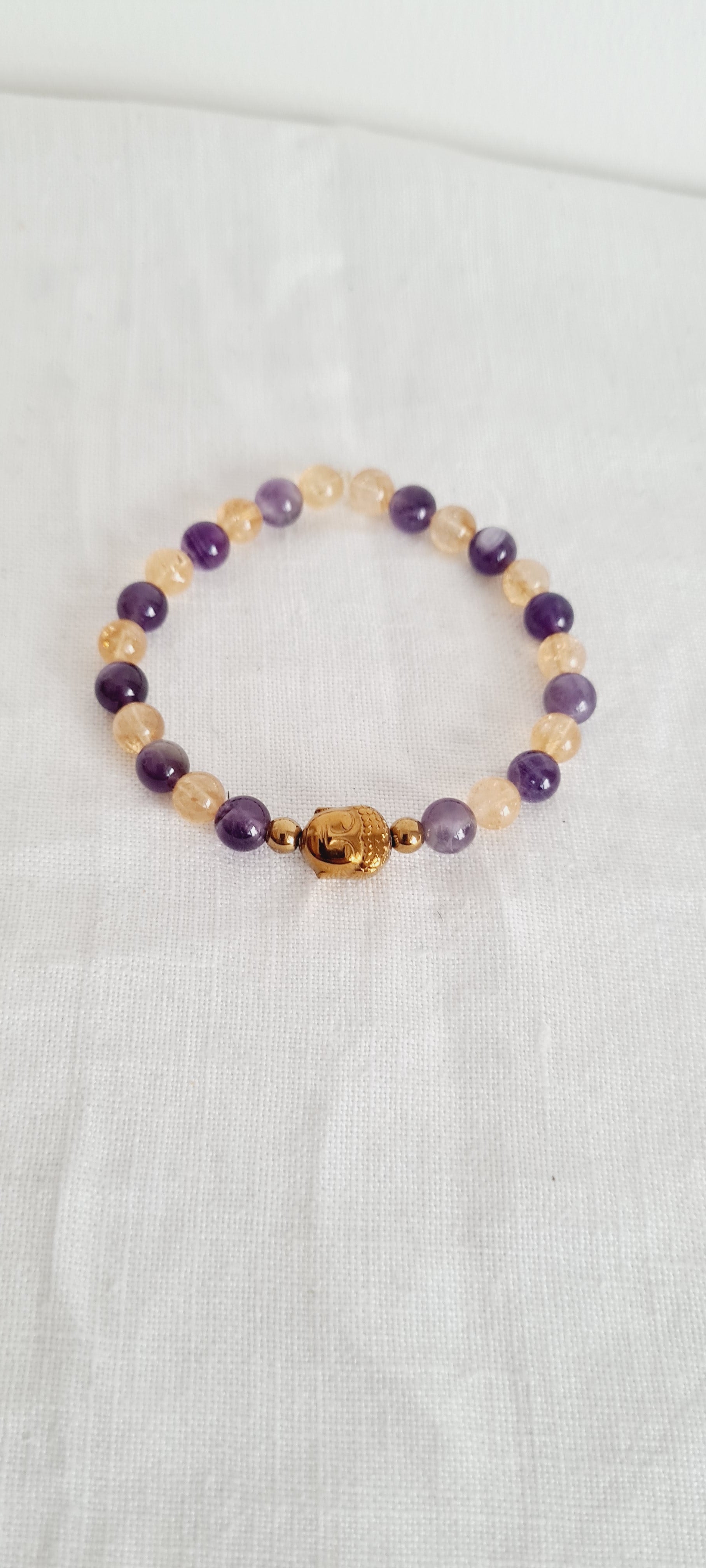 Bracelet Améthyste Citrine Bouddha - Lithothérapie Spirituel France