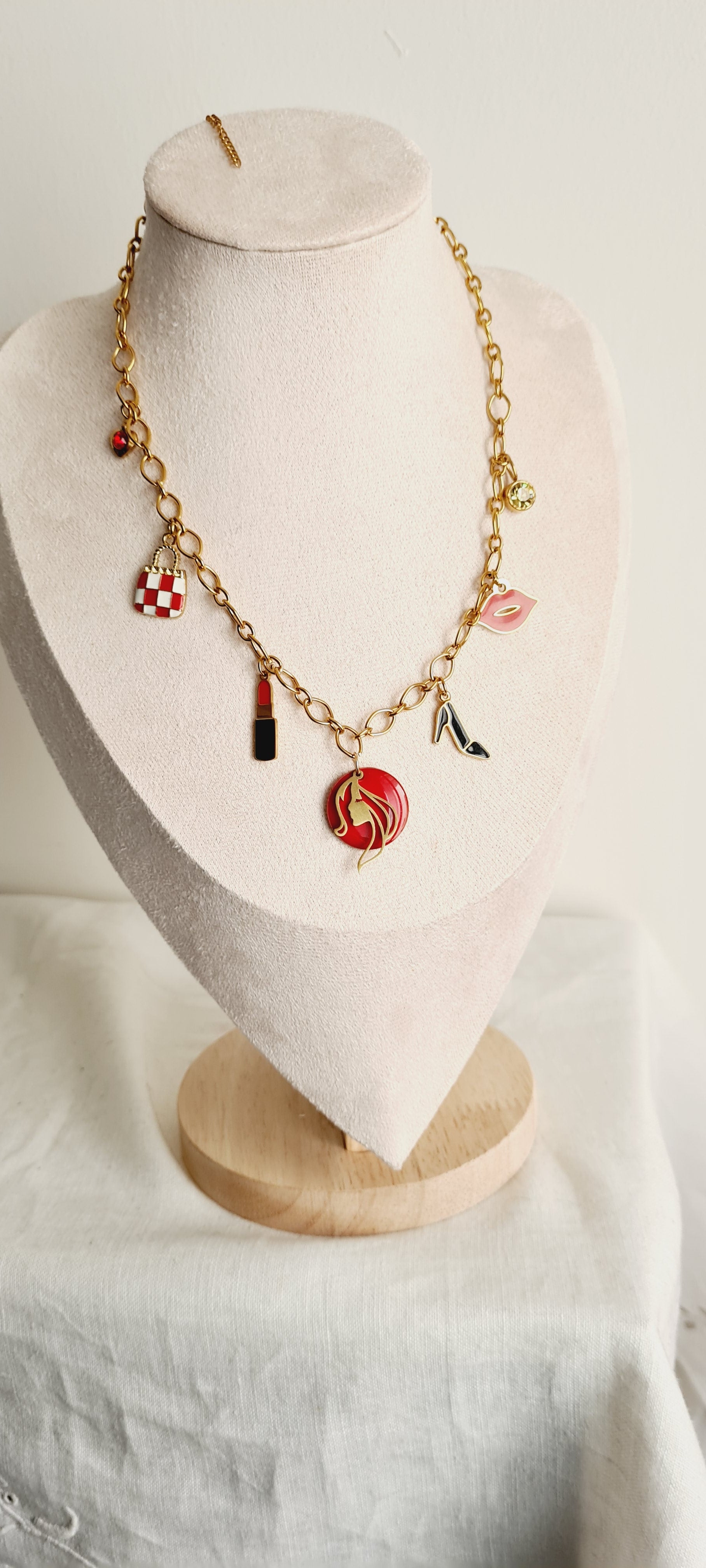 Collier tendance acier inoxydable à breloques nina