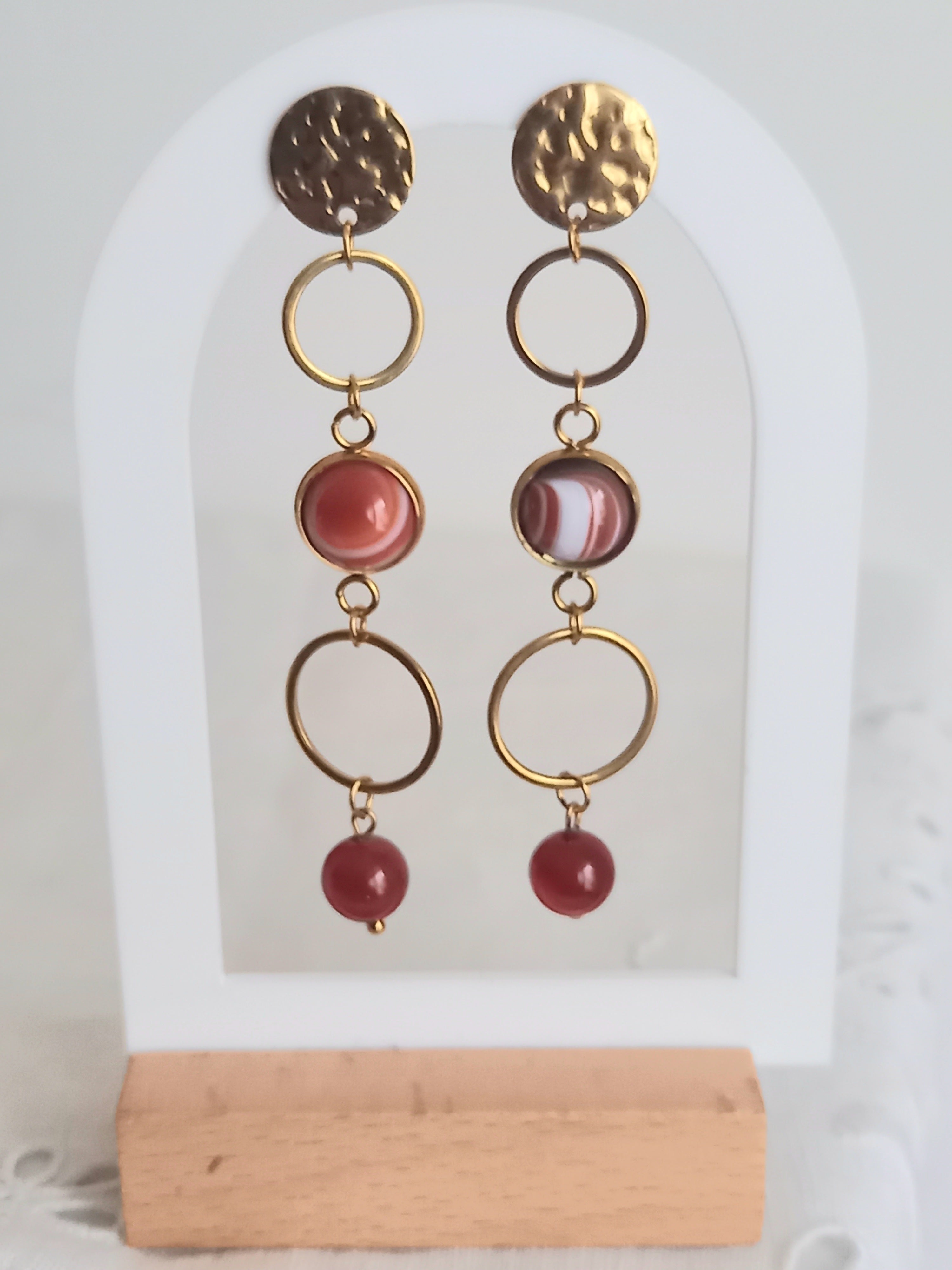 Boucles d'oreilles Jana citrine jaspe acier inoxydable bijoux bohème fait main