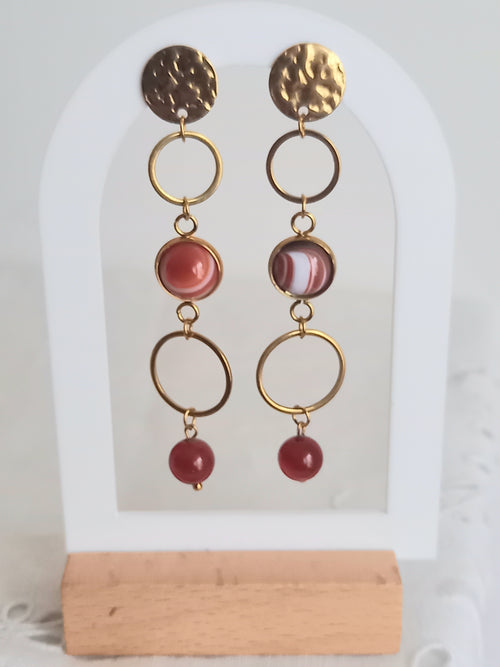 Boucles d'oreilles Jana citrine jaspe acier inoxydable bijoux bohème fait main