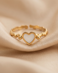 Bague Ajustable Nacre - Acier Inoxydable Plaquage Or - Bijou Élégant Femme France