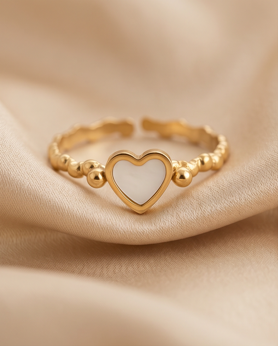 Bague Ajustable Nacre - Acier Inoxydable Plaquage Or - Bijou Élégant Femme France