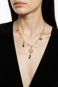 Collier Breloques Acier Inoxydable - Émail Nacre Élégant
