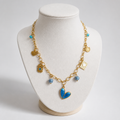 Collier Jana - Breloques Bleu, Verre Émail & Acier Inoxydable 40cm