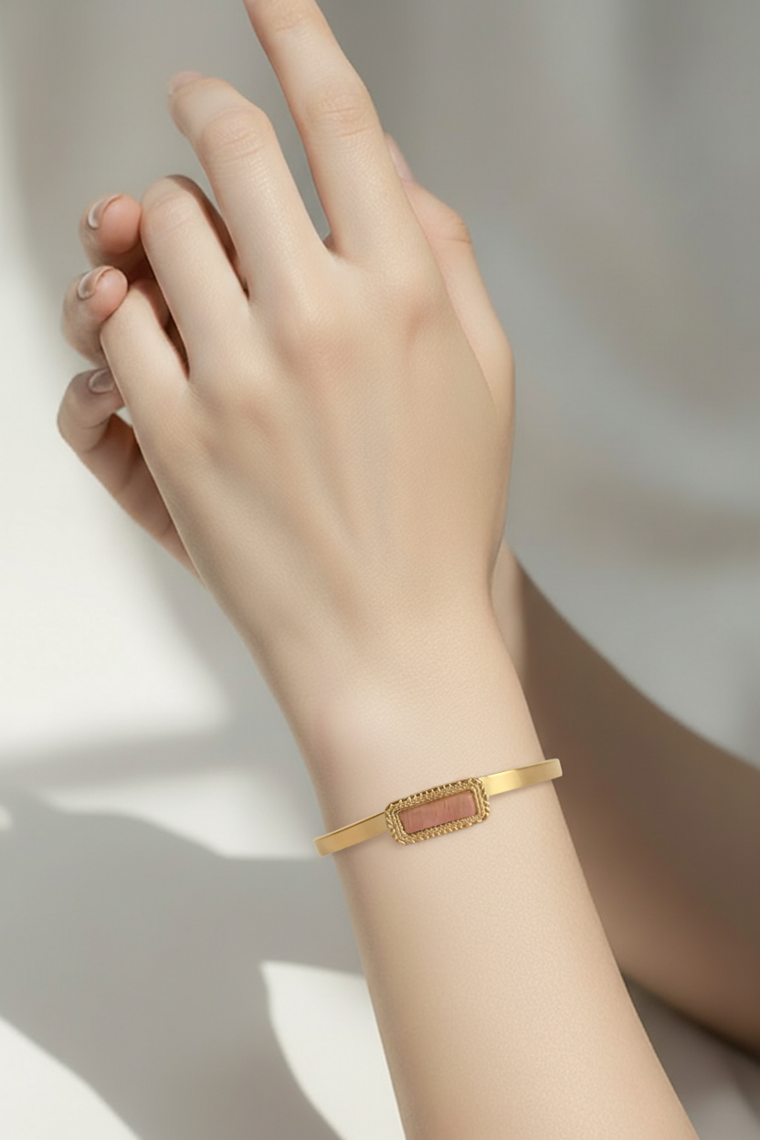 Bracelet jonc pierre du soleil - Acier inoxydable haute qualité