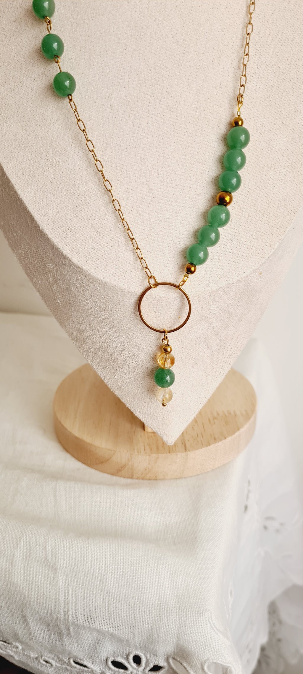 Collier Aventurine & Citrine, Pierre Naturelle Lithothérapie lina