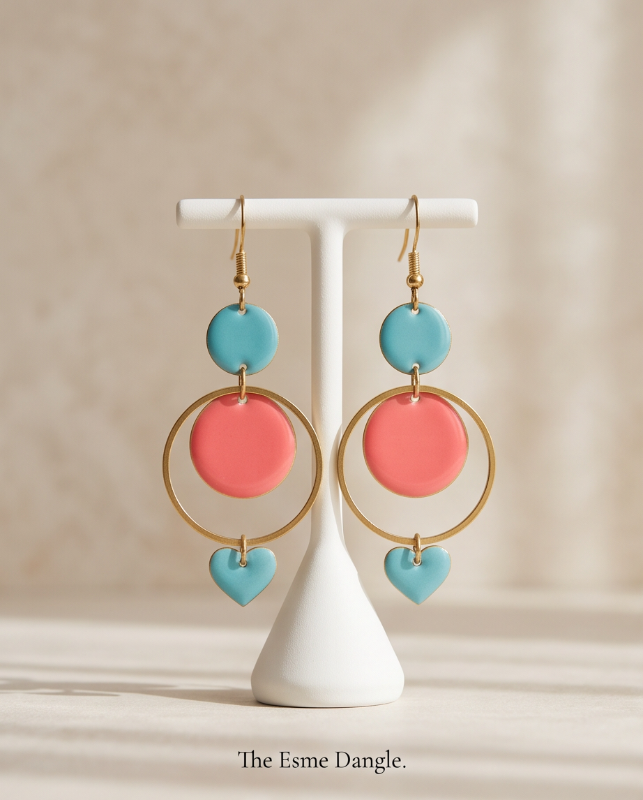 Boucles d'oreilles tendance bleues et roses – Émail coloré & Acier inoxydable | Fait main France