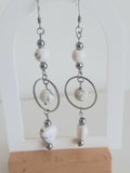 Boucles d'oreilles howlite - Perles naturelles acier inoxydable
