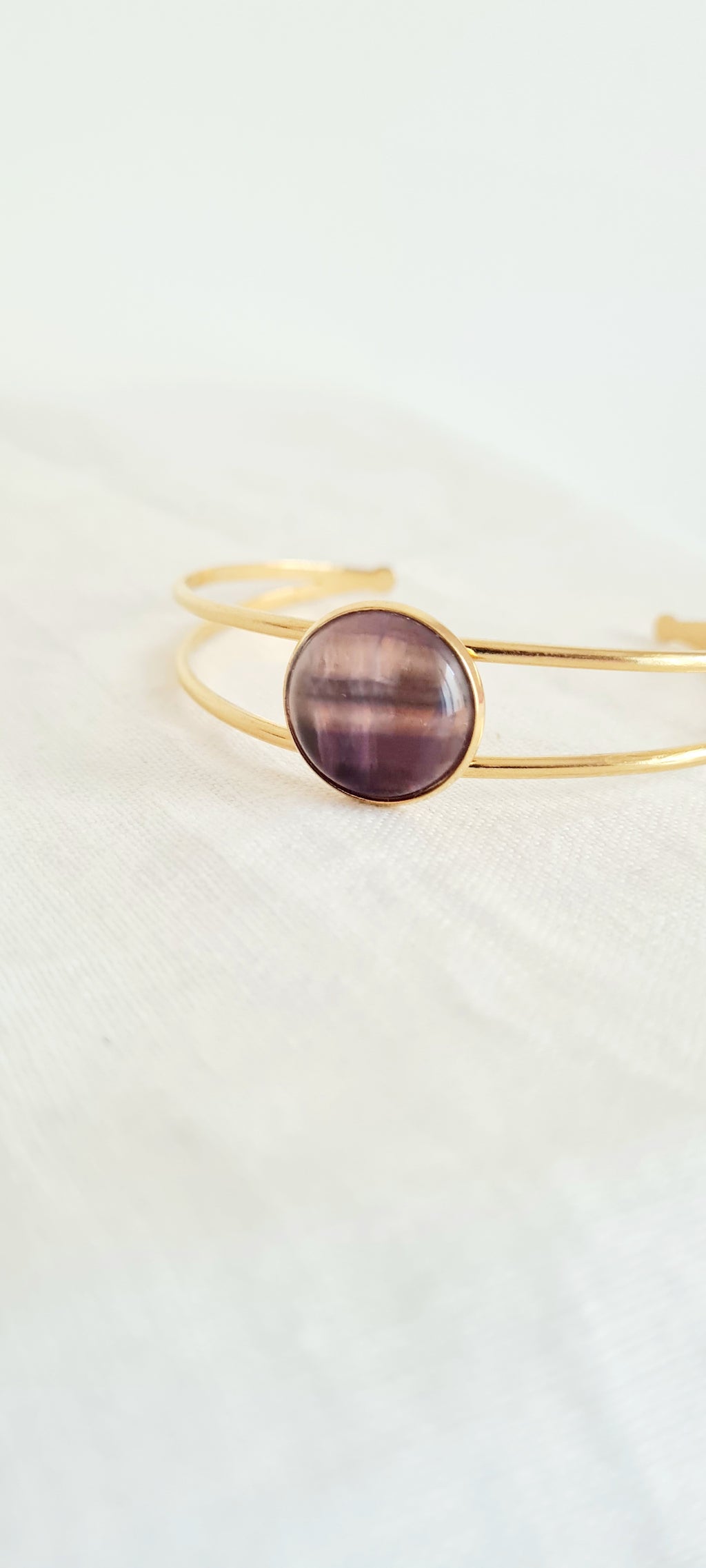 Bracelet Amelia – Améthyste & Acier Inoxydable, Lithothérapie