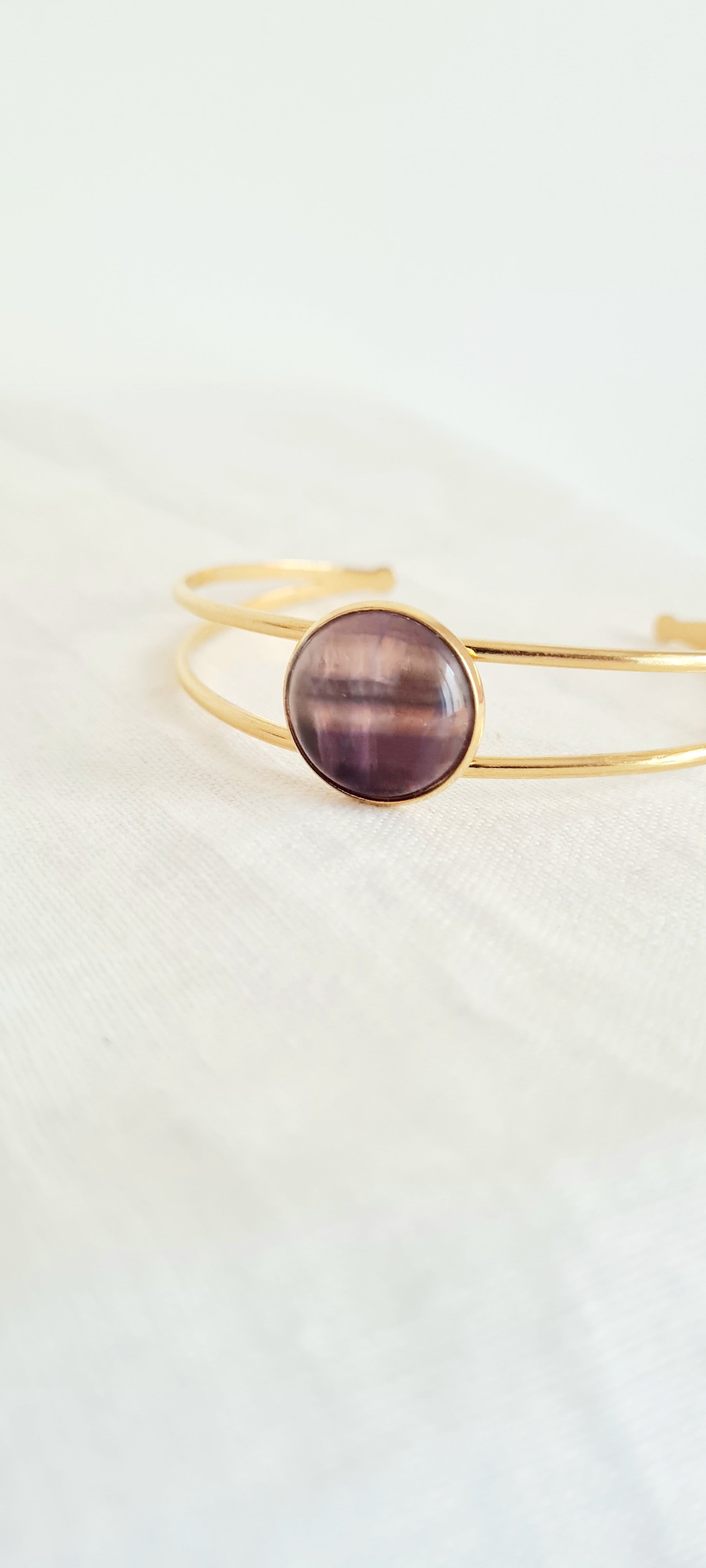 Bracelet Amelia – Améthyste & Acier Inoxydable, Lithothérapie