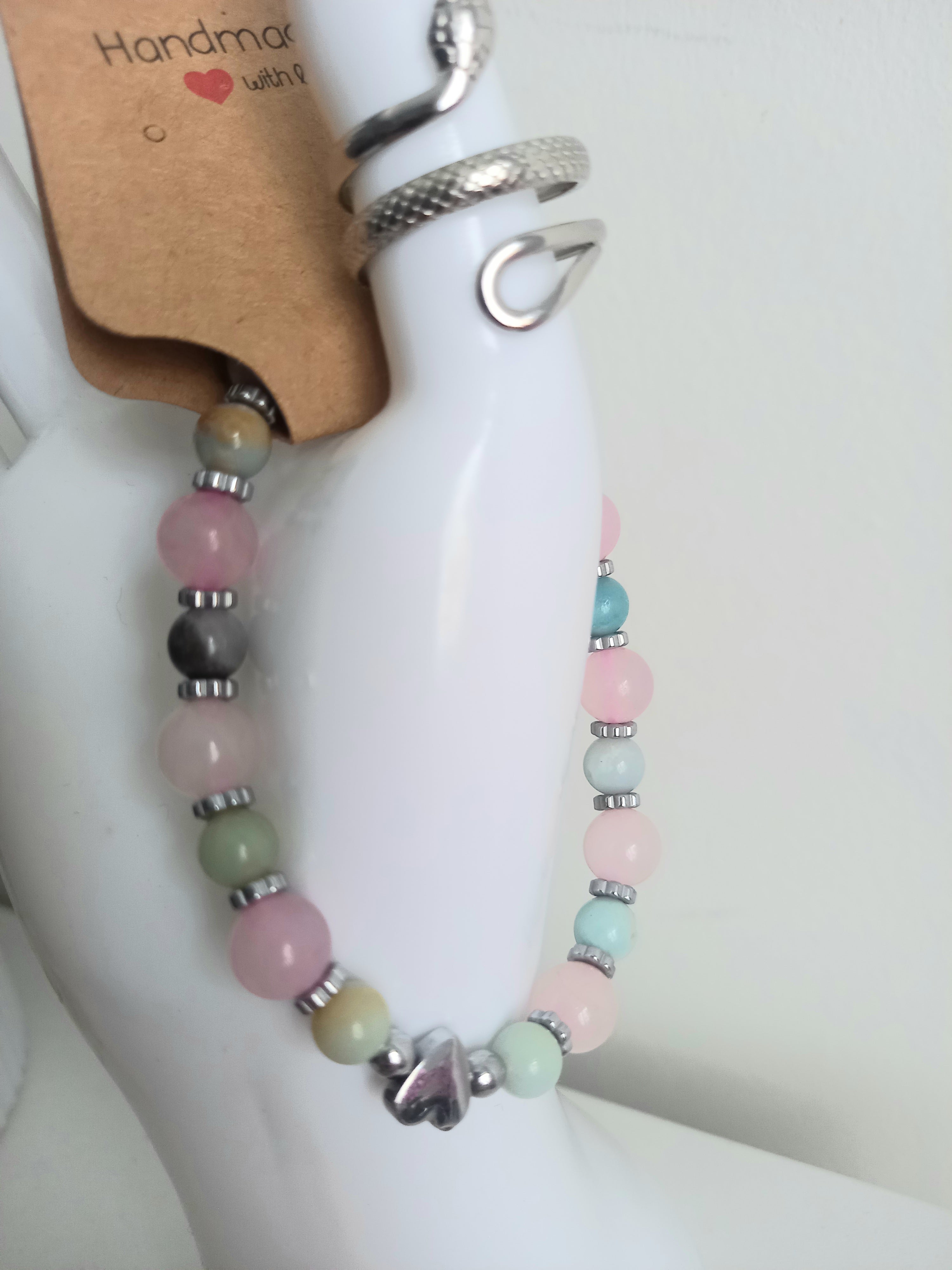 Bracelet lithothérapie quartz et béryl