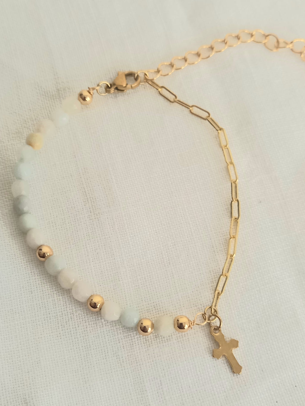 Bracelet amazonite - Perles naturelles acier inoxydable