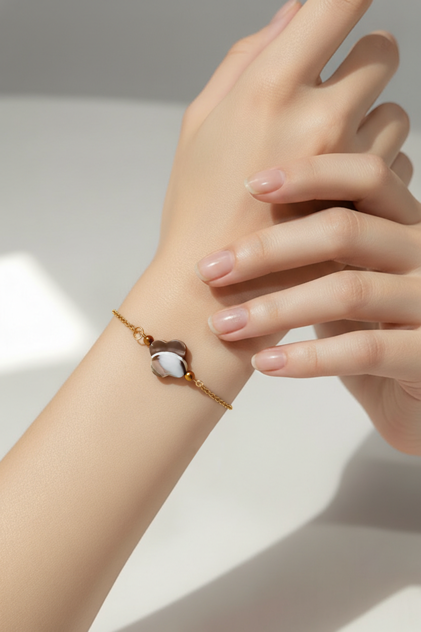 Bracelet acier inoxydable nacre bijoux fait main France qualité bohème