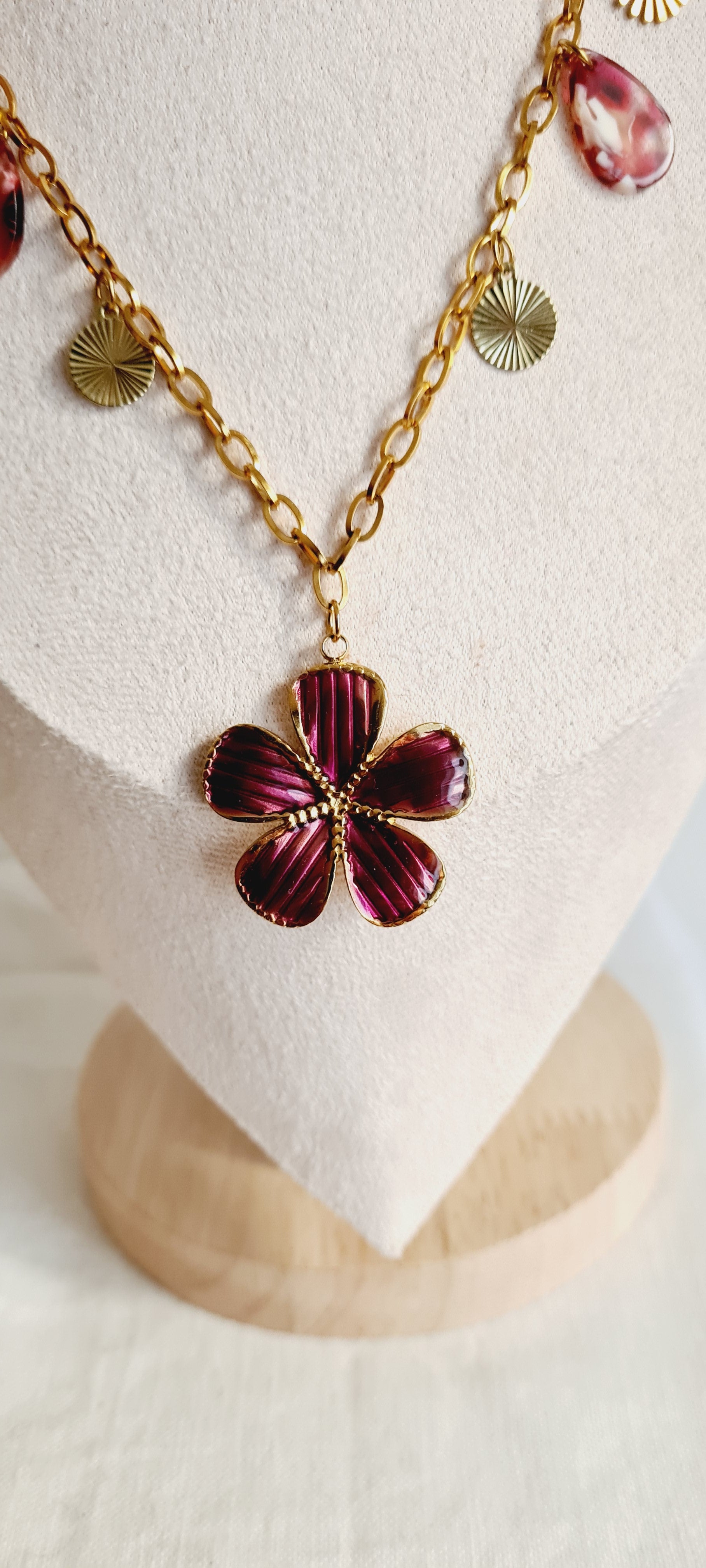 Collier tendance à breloques , acier inoxydable cintia