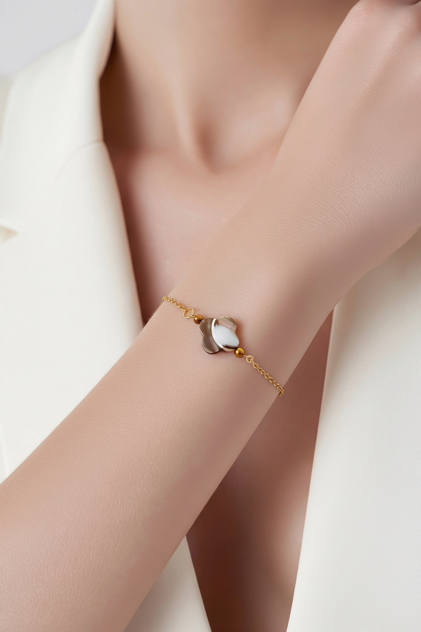 Bracelet en acier inoxydable et nacre