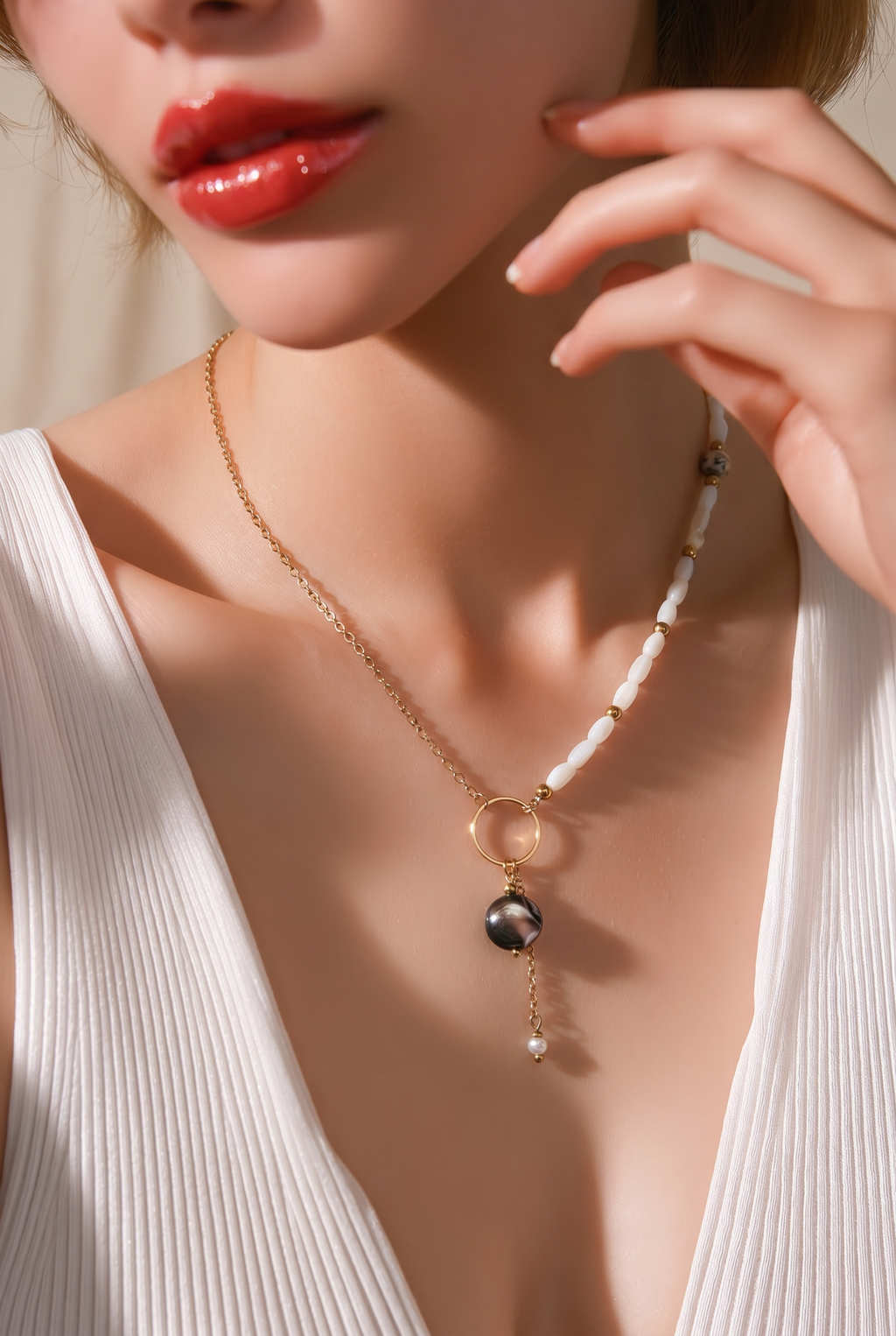 Collier Anaia - Coquillage, Nacre & Acier Inoxydable