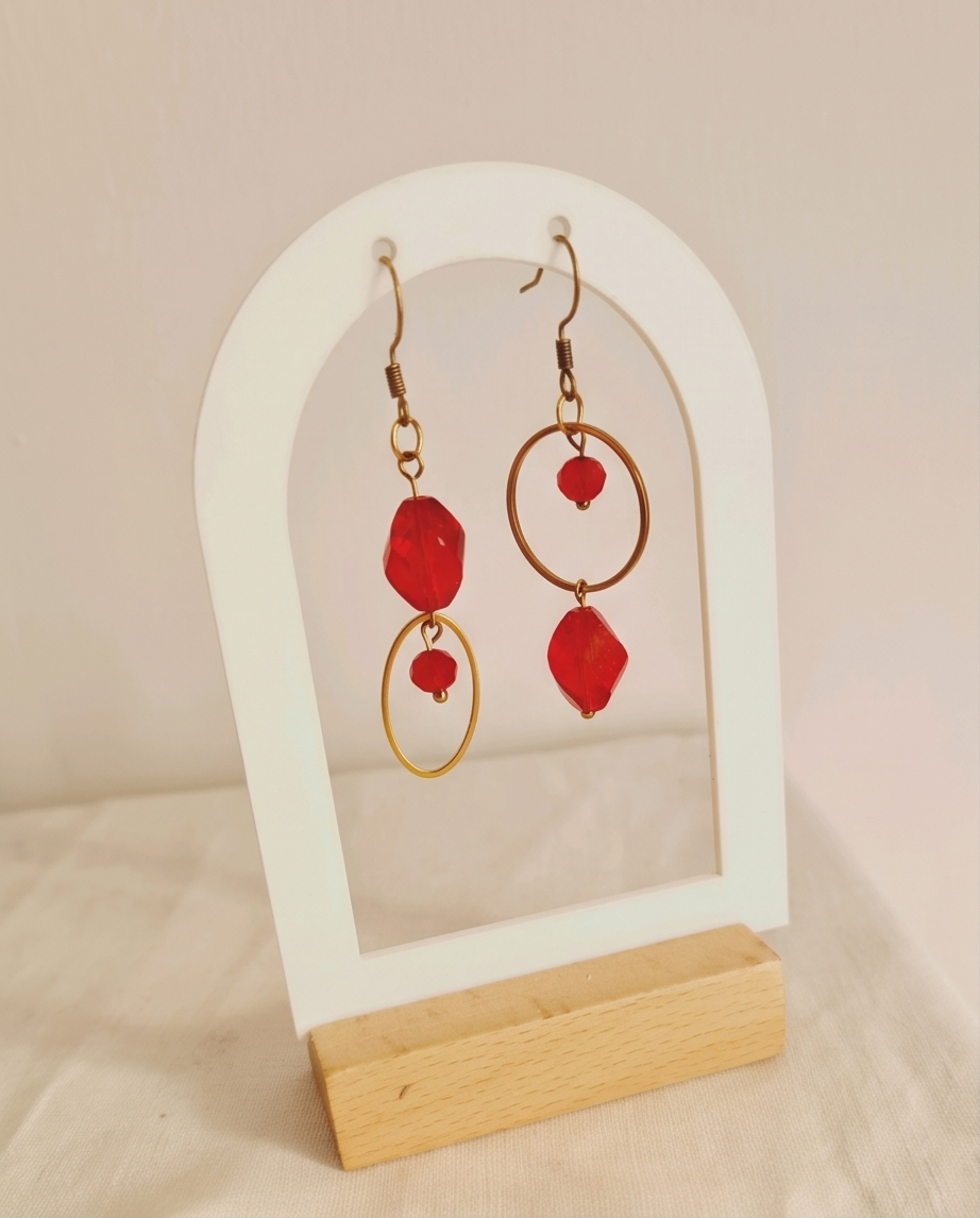 Boucles d'oreilles en cristal & acier inoxydable – Élaine Bohème