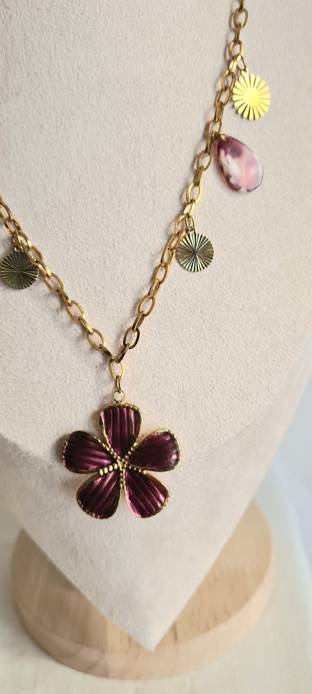 Collier tendance à breloques , acier inoxydable cintia